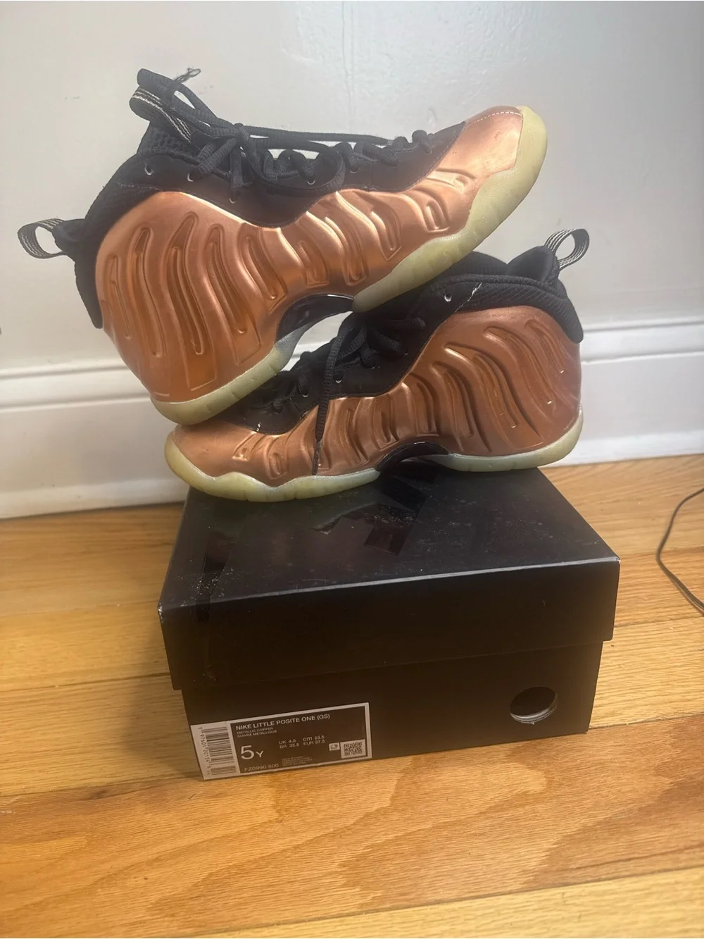 Nike Kids Copper Metallic Foamposite Sneakers with Black Trim